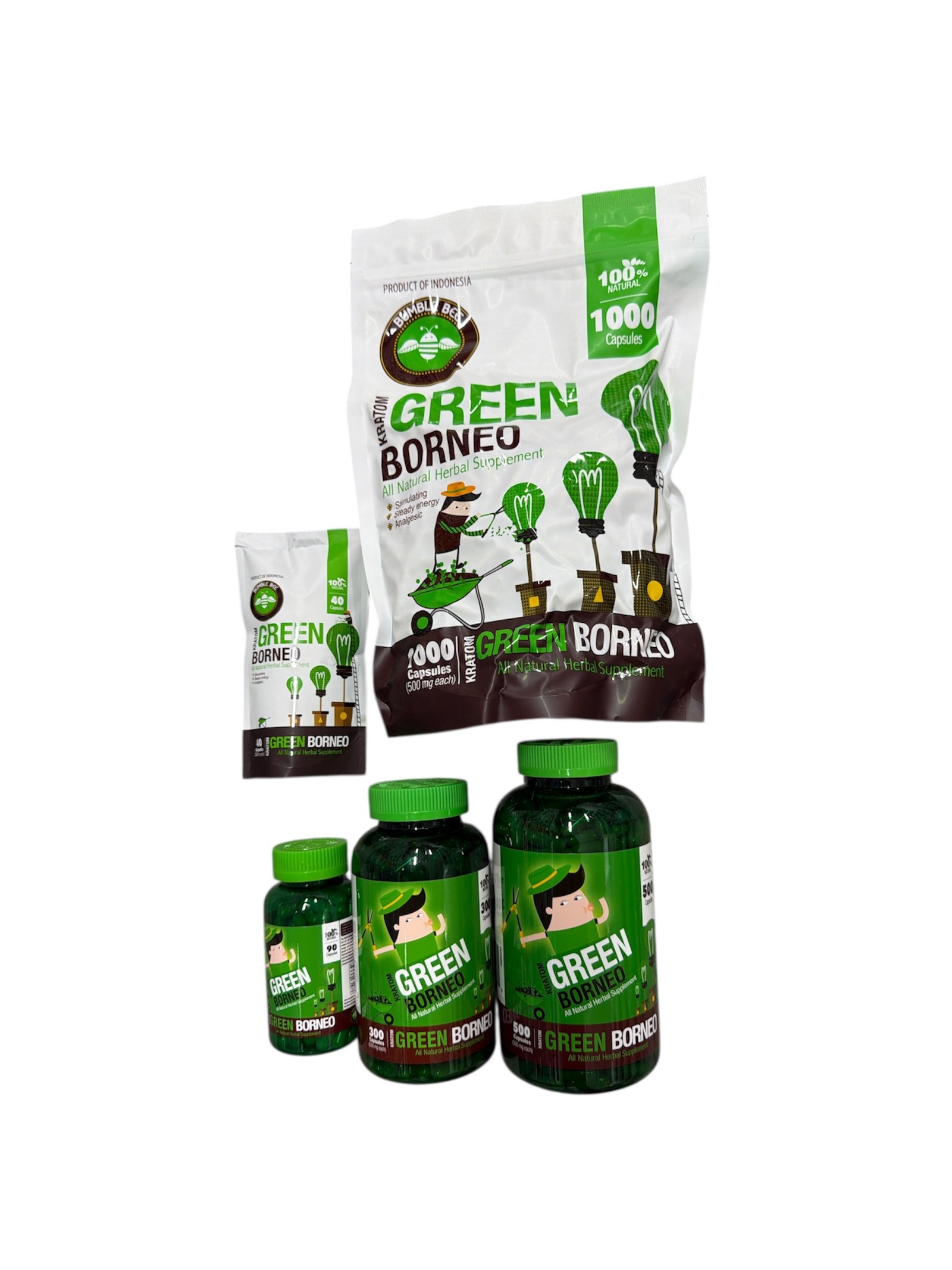 Bumble bee kratom capsules Green Borneo