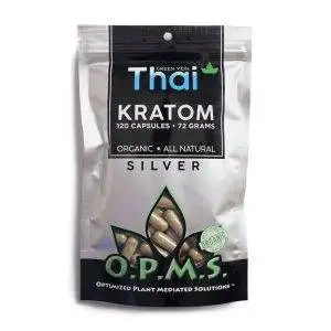 OPMSKratomSilver_Capsules_120Count_72Grams_greenvein-thai