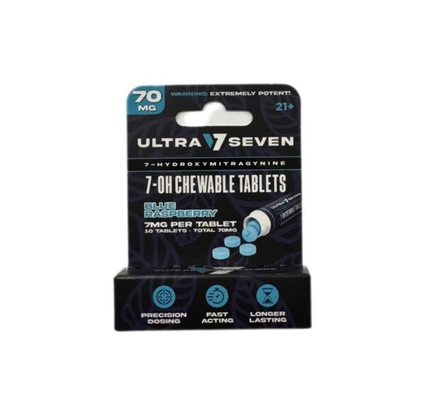 Ultra Seven 7-OH Chewable 70 mg Tablets Blue Raspberry Flavor - Image 4